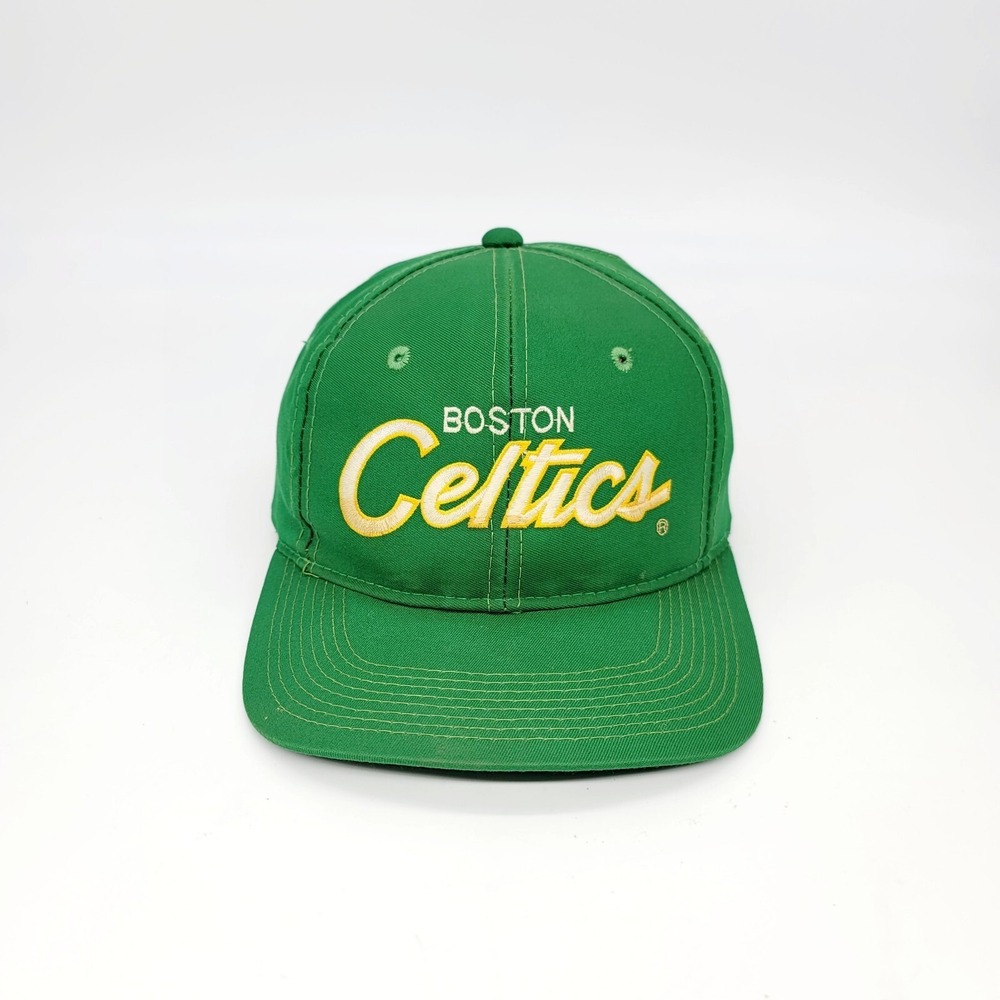 Vintage 90s Sports Specialties Boston Celtics Green Script Twill Snapback Hat